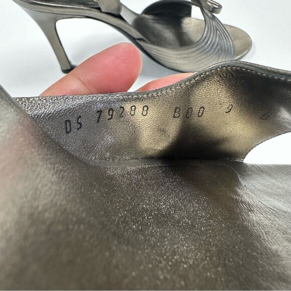 Salvatore Ferragamo Heels Womens 9 Bronze Slingback Open Toe Leather Pumps - Picture 11 of 13